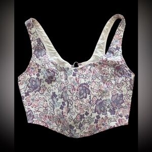 Japna Lavender and Blush Floral Crop Top Lace Up